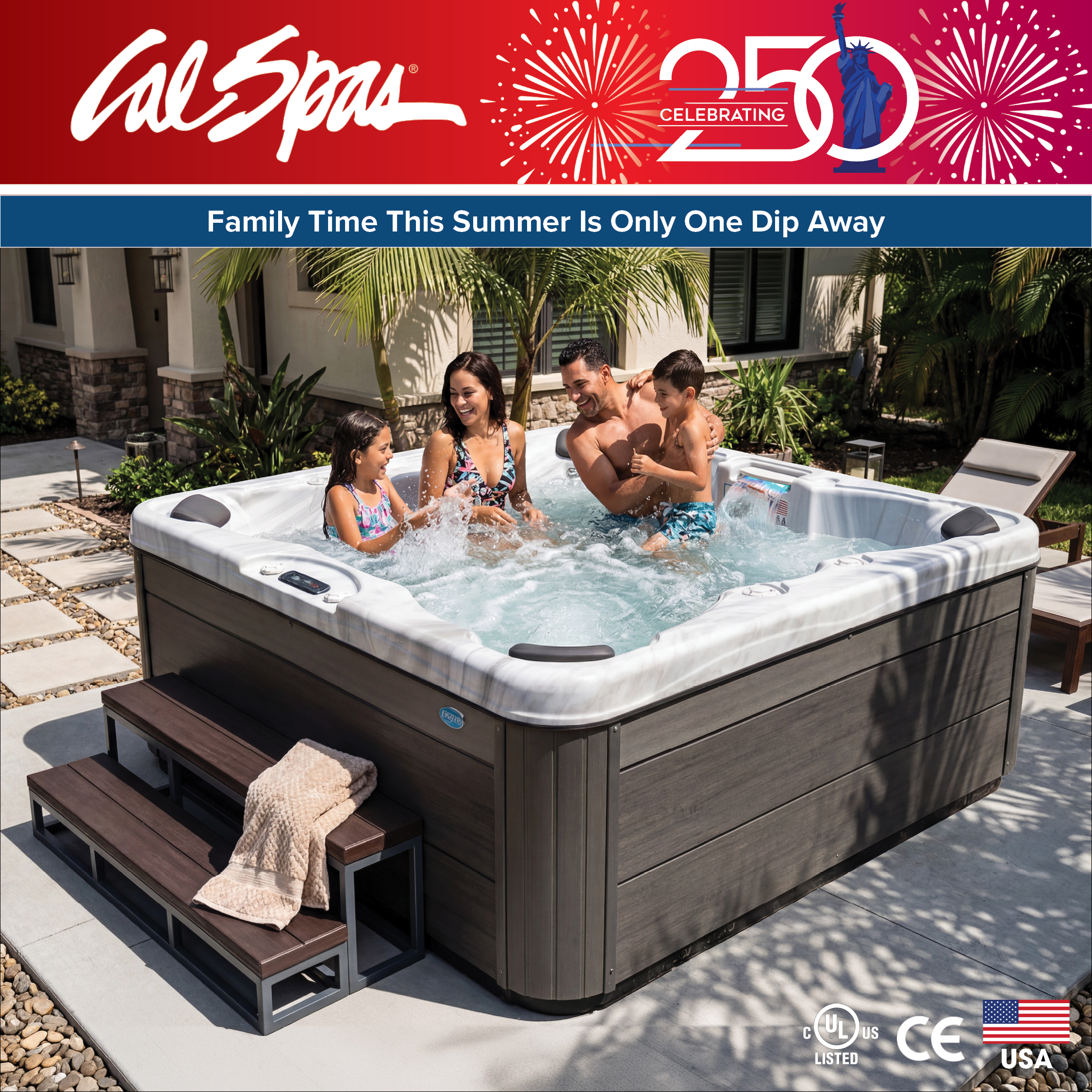 Calspas hot tub being used in a family setting - Pflugerville